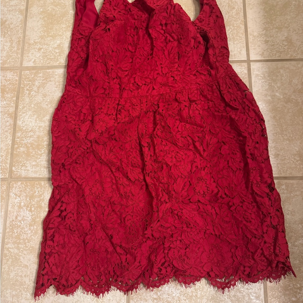 Red Lace Sleeveless Dress